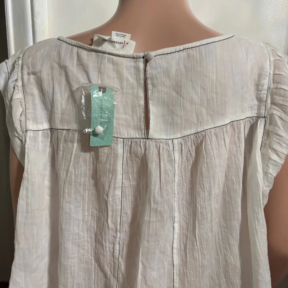 NWT ANTHROPOLOGIE Women’s Cap-Sleeve Babydoll Blouse - Picture 11 of 16